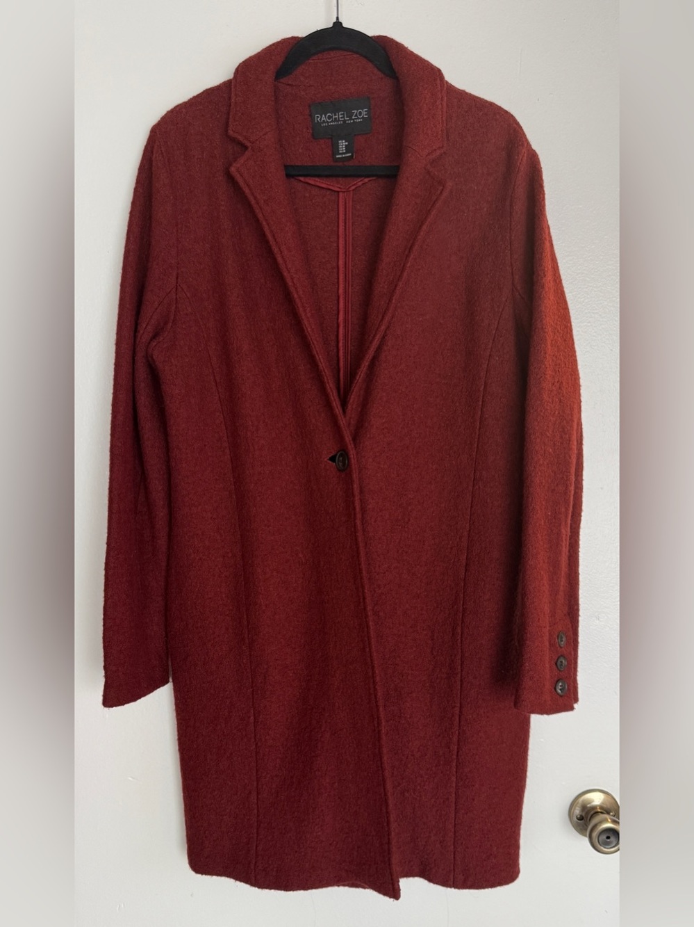 Rachel Zoe Long Single-Button Trench Coat in Deep Burgundy
